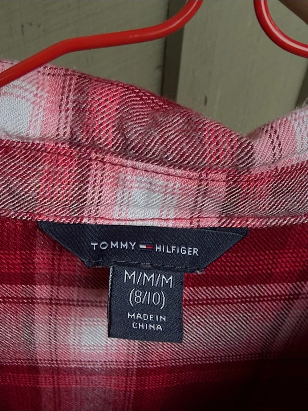 Tommy Hilfiger Red and White Plaid Shirt Dress